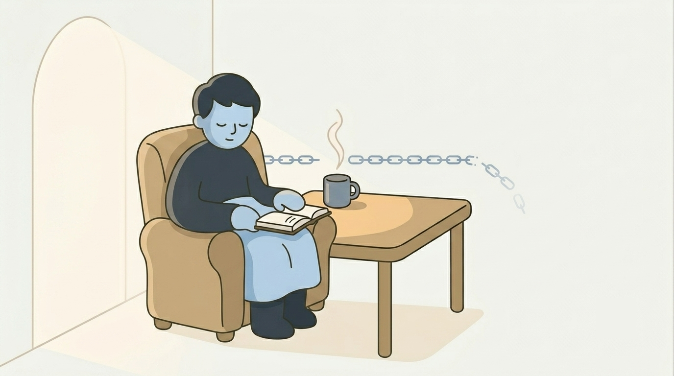途切れた聖書通読の連続記録の代わりに、やさしい休息の促しを表示する Sacred Hour のグレースモード画面